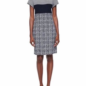St. John Textured Houndstooth and Tweed Dress